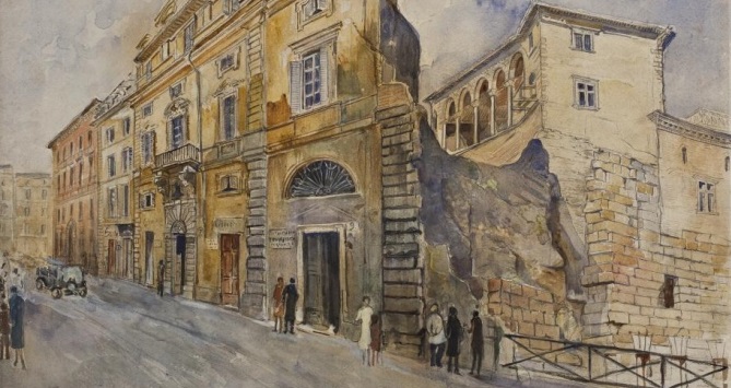 Maria Barosso, La casa di Flaminio Ponzio su Via Alessandrina durante la sua demolizione - 1930 (Roma, Museo di Roma di Palazzo Braschi)