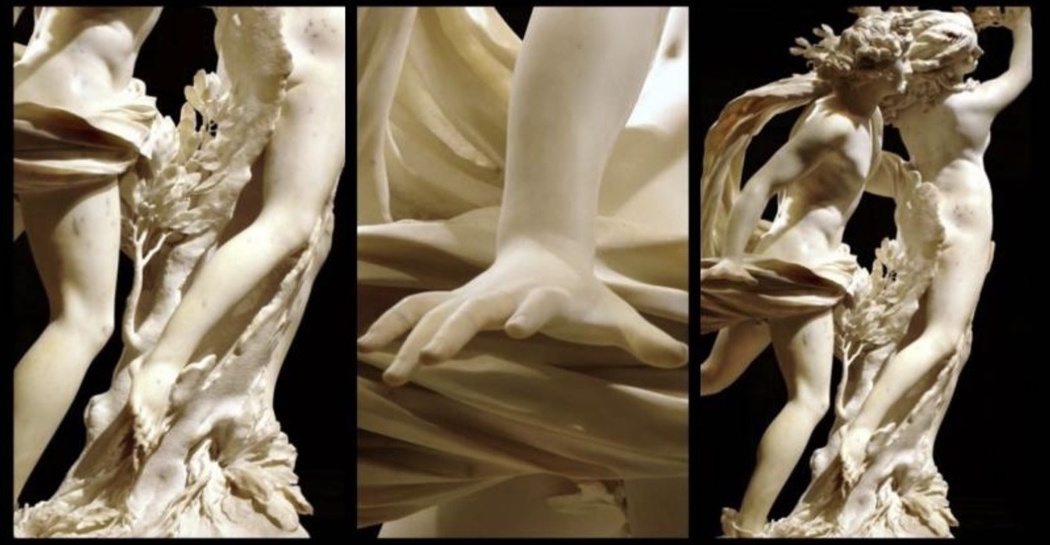 Frame dal video cortometraggio APOLLO & DAPHNE RELOADED IN THE 4th DIMENSION di Umberto Mojmir Ježek (dettagli di Gianlorenzo Bernini, Apollo e Dafne, scultura in marmo, Galleria Borghese) Frame dal video cortometraggio APOLLO & DAPHNE RELOADED IN THE 4th DIMENSION di Umberto Mojmir Ježek (dettagli di Gianlorenzo Bernini, Apollo e Dafne, scultura in marmo, Galleria Borghese)