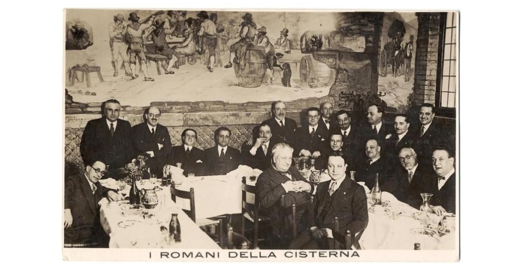 I Romani della Cisterna, 1929, cartolina postale dal Fondo Trilussa, Museo di Roma in Trastevere