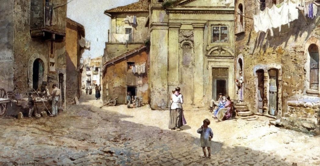 Dettaglio di Via e Chiesa di S. Bonosa, dietro la Fortezza degli Anguillara. 1888 Dettaglio di Via e Chiesa di S. Bonosa, dietro la Fortezza degli Anguillara. 1888