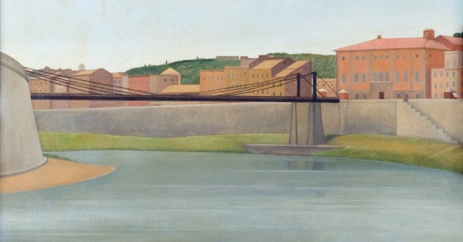 Antonio Donghi, il ponte di ferro ai Fiorentini, 1933, olio su tela