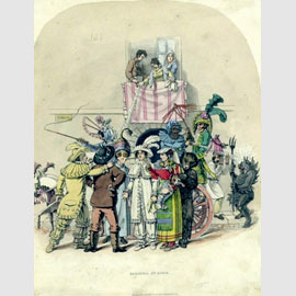 Baldwin Cradock & Joy R. Bridgens, Maschere al Corso. Carnival at Rome, 1821