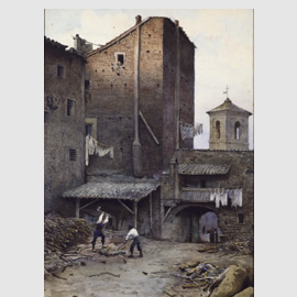 Ettore Roesler Franz, Alla Posterula - La Torre presso s. Lucia della Tinta, 1888 Ettore Roesler Franz, Alla Posterula - La Torre presso s. Lucia della Tinta, 1888