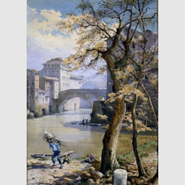 Ettore Roesler Franz, Sponda del Tevere alla Regola presso il Ghetto, 1880 Ettore Roesler Franz, Sponda del Tevere alla Regola presso il Ghetto, 1880