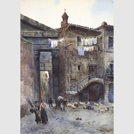 Ettore Roesler Franz, Una delle più antiche case medievali addossate al Portico d'Ottavia Ettore Roesler Franz, Una delle più antiche case medievali addossate al Portico d'Ottavia