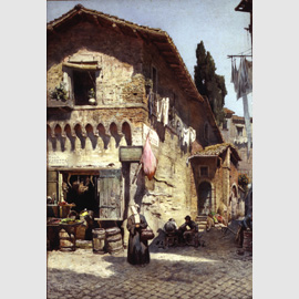 Ettore Roesler Franz, Vecchie case medioevali alla Lungaretta, 1882-89 ca.