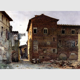 Ettore Roesler Franz, Una delle Torri della Rocca dei Pierleoni dall'Ospizio del Ricovero, 1888