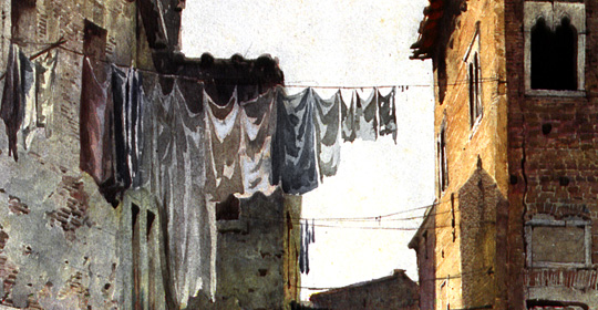 Ettore Roesler, Una delle Torri della Rocca dei Pierleoni dall'Ospizio del Ricovero, 1888, particolare