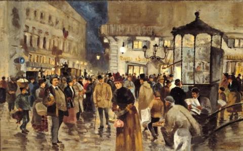 Pasquale Ruggiero, Piazza Colonna di notte, 1889