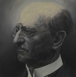Dennis Rudolph, Der Sonnengot, 2008, olio su legno, 80 x 80 cm